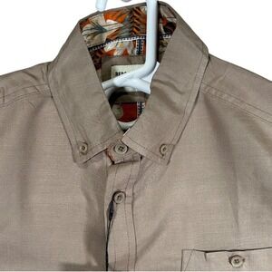 Report Collection Mens Modal Button Down Shirt Taupe Short Sleeve Medium New